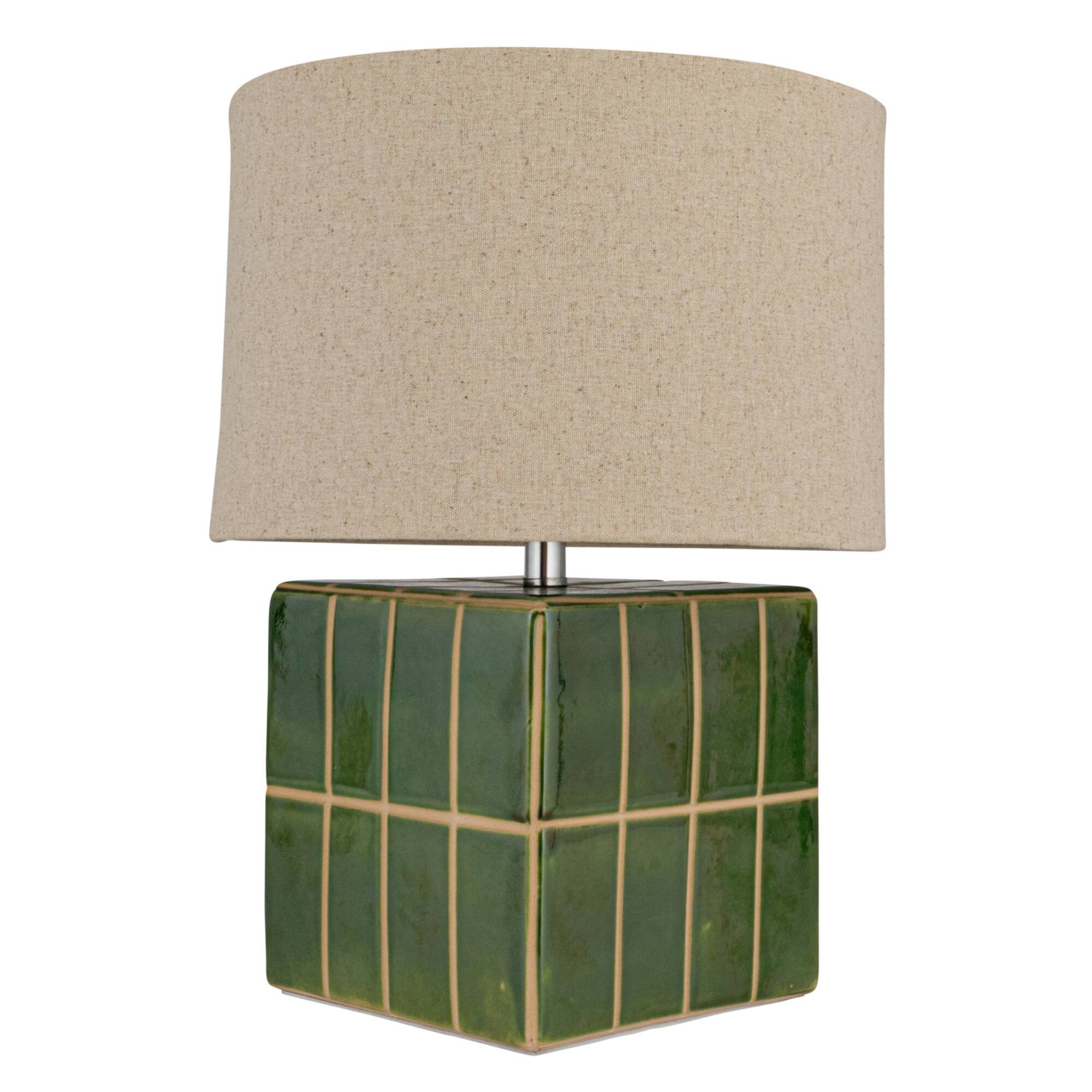 Hello Honey® 15" Green & White Ceramic Table Lamp